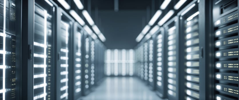 Modern data center infrastructure with illuminated servers. photo