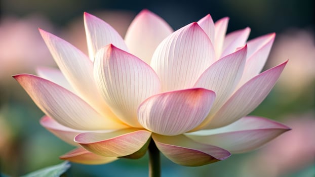 Delicate unfolding of lotus petals in serene nature close-up photography tranquil environment photo