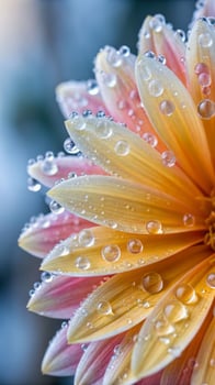 Frozen water drops on vibrant floral petal nature close-up macro outdoor beauty photo