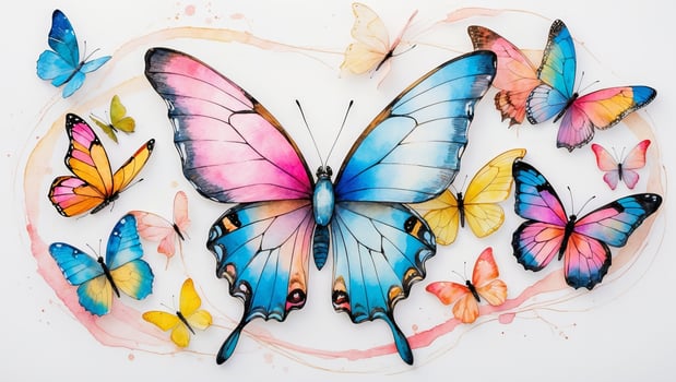 Colorful butterfly artwork showcasing various species and vivid hues in a vibrant and artistic representation photo