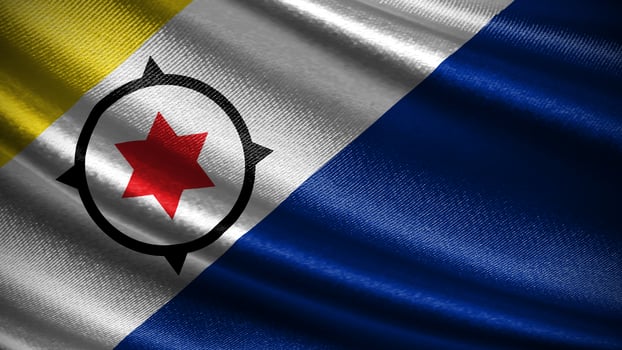 Bonaire flag with realistic silky wave texture photo