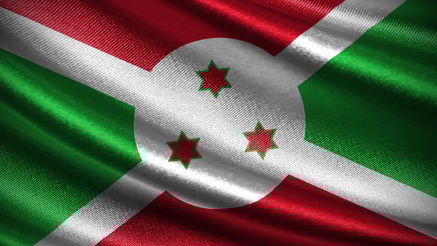 Burundi flag with realistic silky wave texture photo