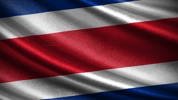 Costa Rica flag with realistic silky wave texture photo