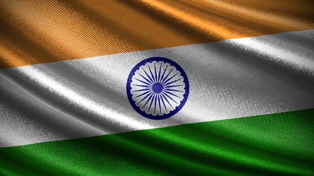 India flag with realistic silky wave texture photo