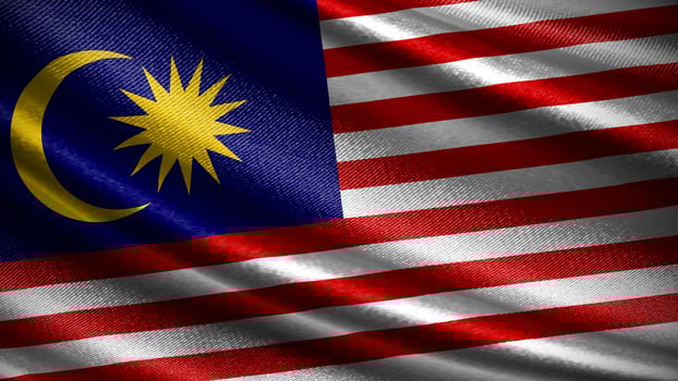 Malaysia flag with realistic silky wave texture photo