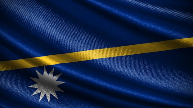 Nauru flag with realistic silky wave texture photo