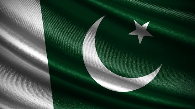 Pakistan flag with realistic silky wave texture photo
