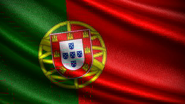 Portugal flag with realistic silky wave texture photo