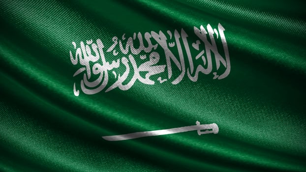 Saudi Arabia flag with realistic silky wave texture photo