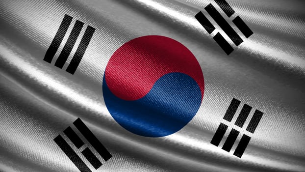 South Korea flag with realistic silky wave texture photo