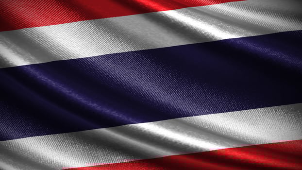 thailand flag with folds and folds photo
