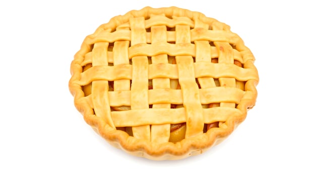 Freshly baked apple pie with golden lattice crust photo