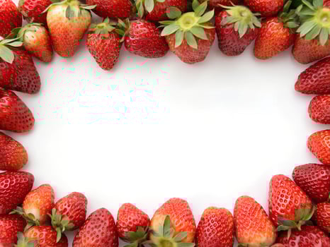 A frame background formed from a collection of ripe strawberry photo