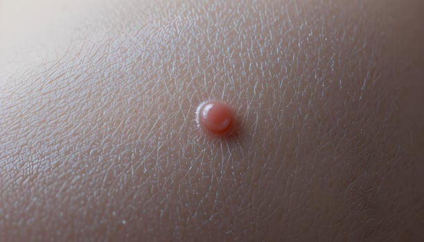 A small pink bump sits on skin photo