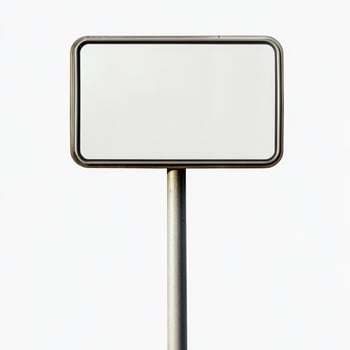 Blank White Rectangular Road Sign Empty Signpost Street Sign Mockup Directional Signag photo
