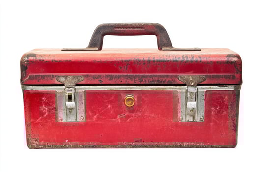 Vintage Red Metal Toolbox - Rusty Charm photo