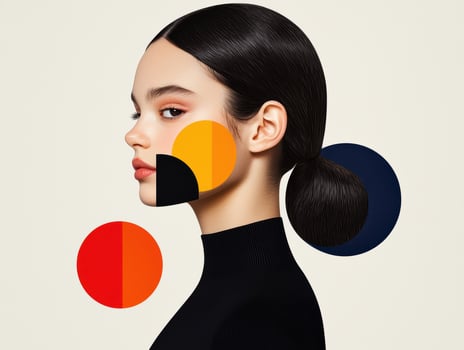 Abstract portrait of a woman with geometric shapes photo