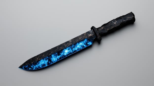 A fantasy dagger with a glowing blue blade photo