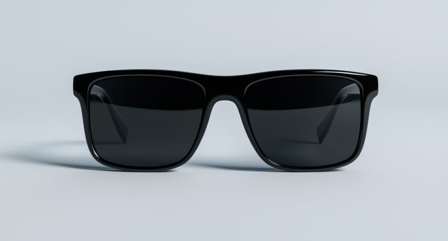 A pair of black sunglasses on a white background photo
