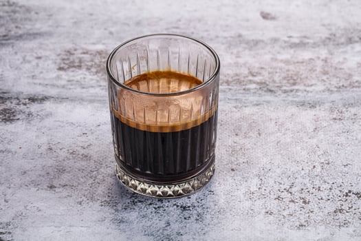 Hot americano coffee in the glass photo