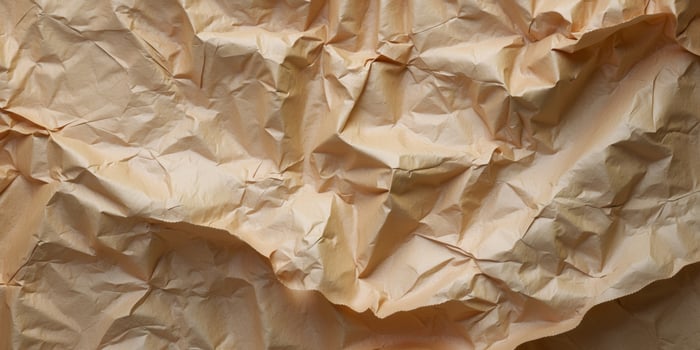Beige Crumpled Paper Texture Wrinkled Background Craft Paper. photo