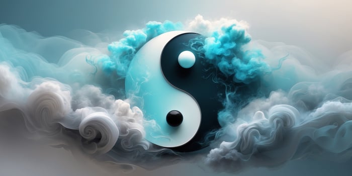 Balancing light and dark energy through a glowing yin yang symbol design. photo