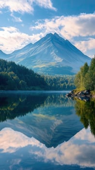 Serene Mountain Lake Reflection A Picturesque Nature Escape photo