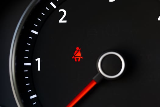 Close up shot of a speedometer in a car photo