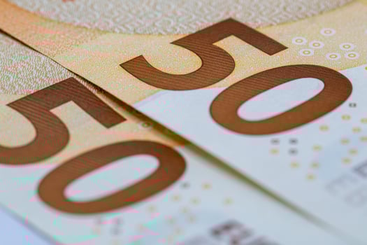 Close-up of Fifty Euro Banknotes photo