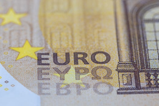 Close-up of Euro Banknote Detail EURO Text and Architectural Design photo