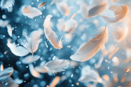 White feathers flying in the air photo