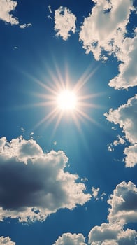 The sun shines brightly in the blue sky photo