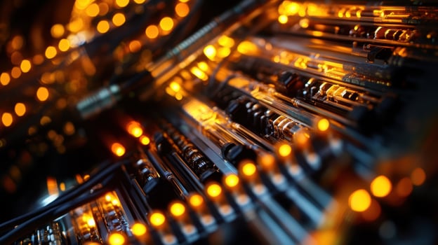 Glowing circuitry illuminating advanced technology concepts photo