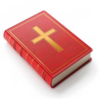 religious clipart red book bible with a golden cross on the cover on a white background photo
