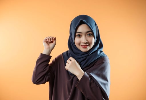 Beautiful young muslim woman in hijab posing for the camera photo