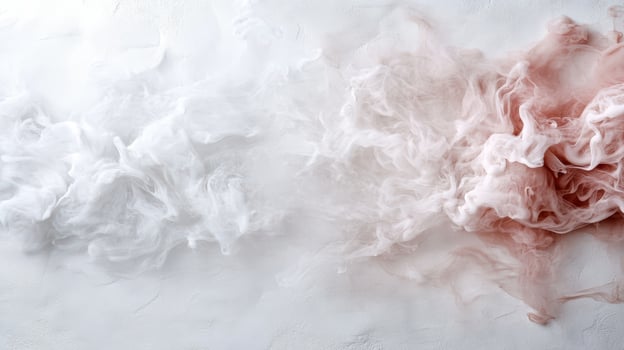 White and pink smoke on a white surface photo