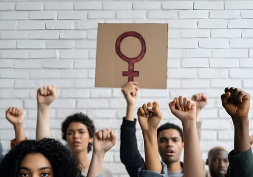 Women Day Protest Empowering Change and Equality for All Stop Violence against photo