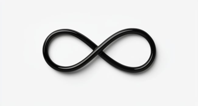 A glossy black infinity symbol on a white background photo