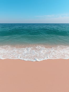 Waves gently washing onto a pink sand beach on a sunny day photo