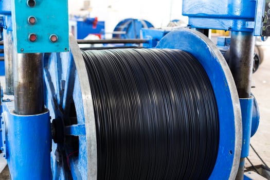 Inside the old factory manufacturing electrical cable. photo