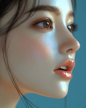Radiant skin profile of a young woman photo