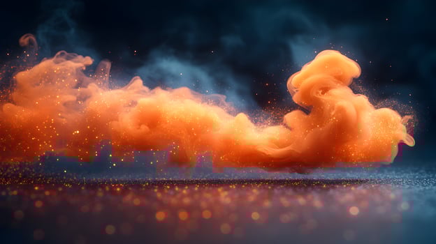 Orange smoke on dark background. AI art photo