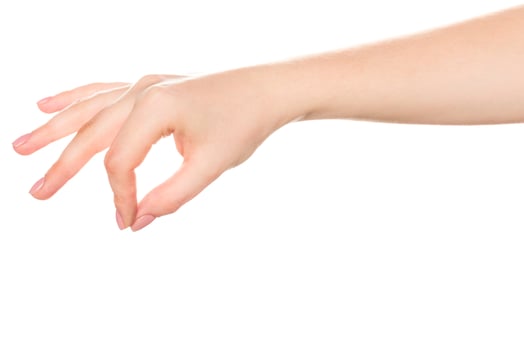 Elegant hand gesture reaching out with fingers poised in a delicate manner during a serene moment photo