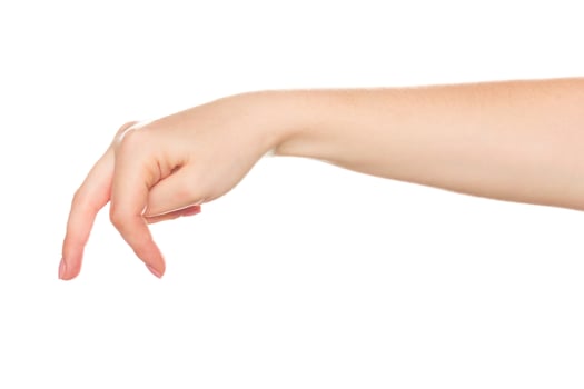 Elegant hand gesture displayed against a clean white background capturing a moment of expression and communication photo