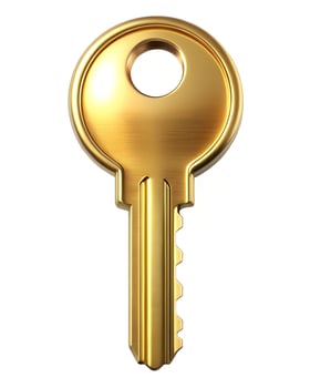 golden key isolated on white background photo