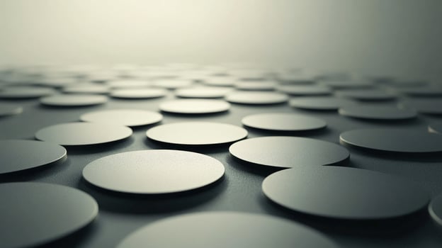 A close up of a black and white image of many circles photo