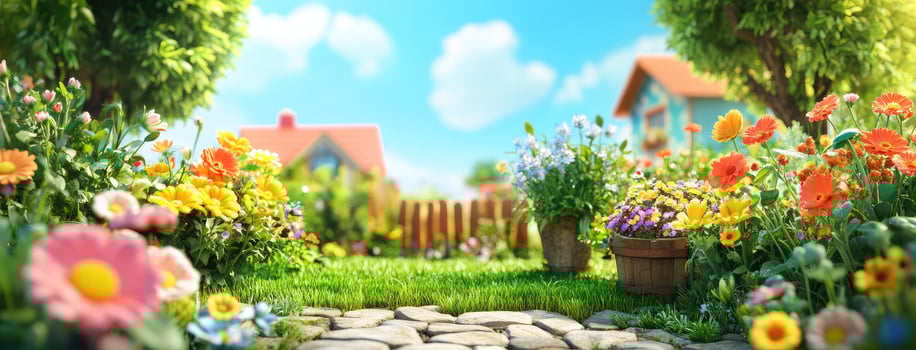 Spring Garden with flowering plants. photo