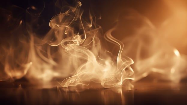 Golden smoke rising creating abstract shapes on dark background photo