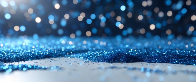 Vibrant blue glitter effect creates a mesmerizing backdrop for celebrations and festive events. photo