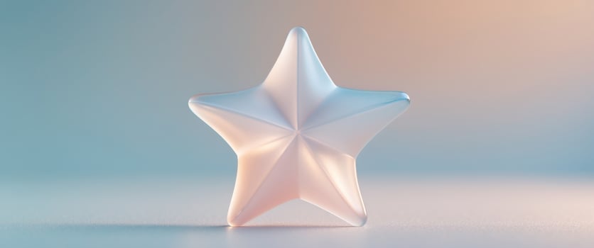 Glass star with soft pastel hues on a light gradient background photo